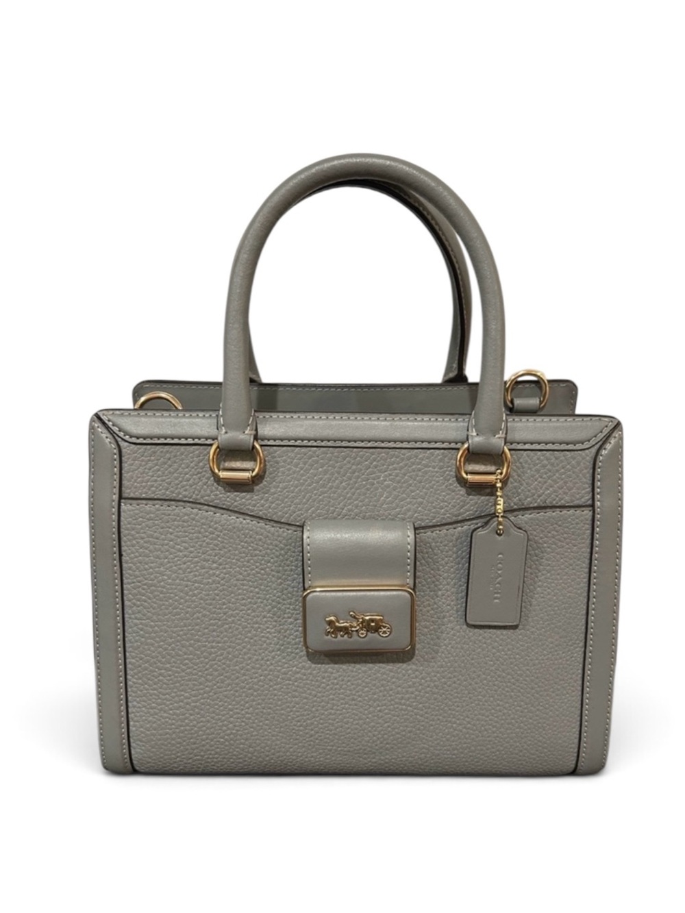 Coach Grey Pebble Leather Satchel with Gold Hardware